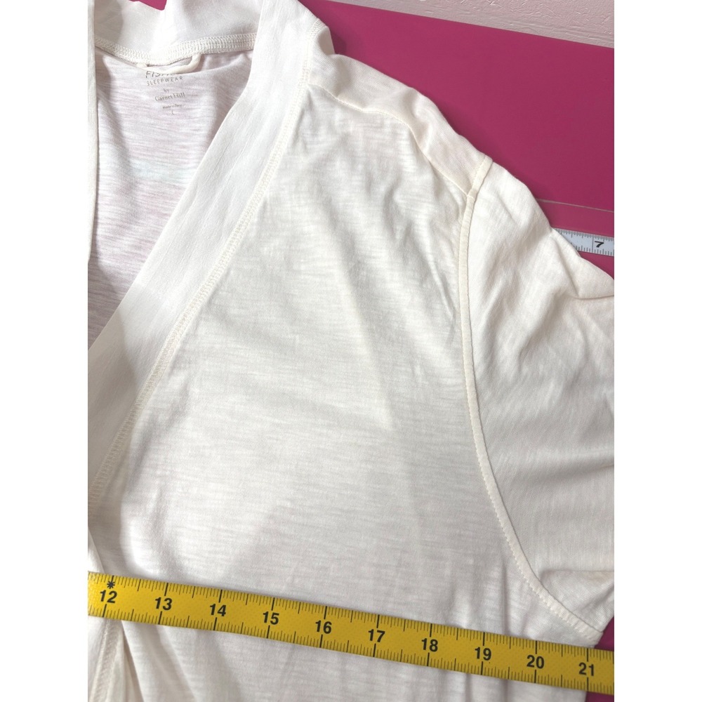 EILEEN FISHER Womens Cream Organic Pima Cotton Robe L Slub Knit Quiet Luxury Spa - Picture 8 of 12